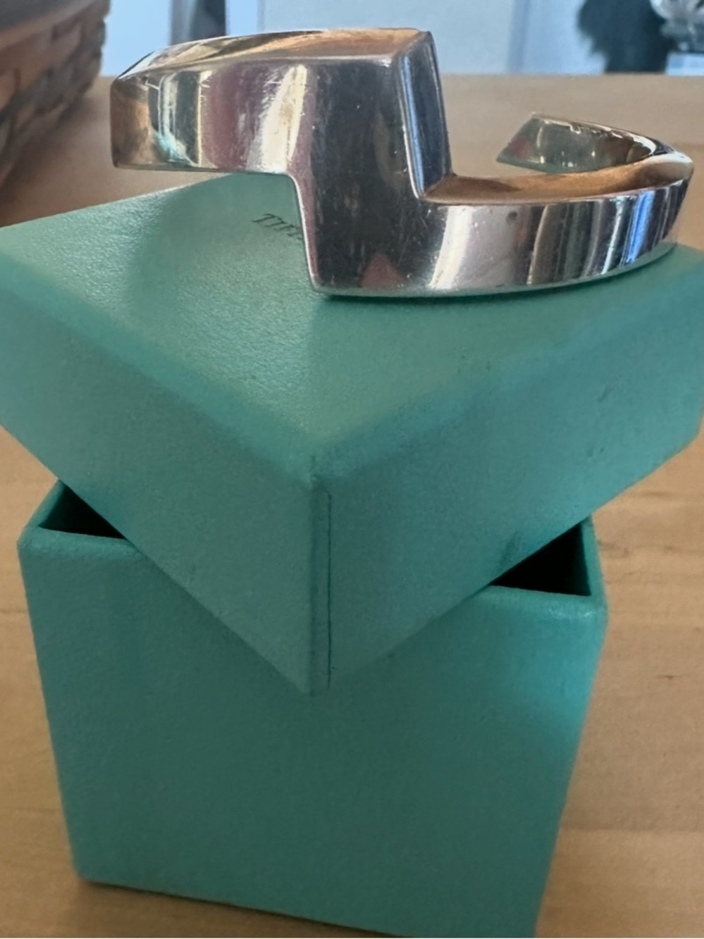 Tiffany & Co. Sterling Silver Sculptural Cuff with Turquoise Box